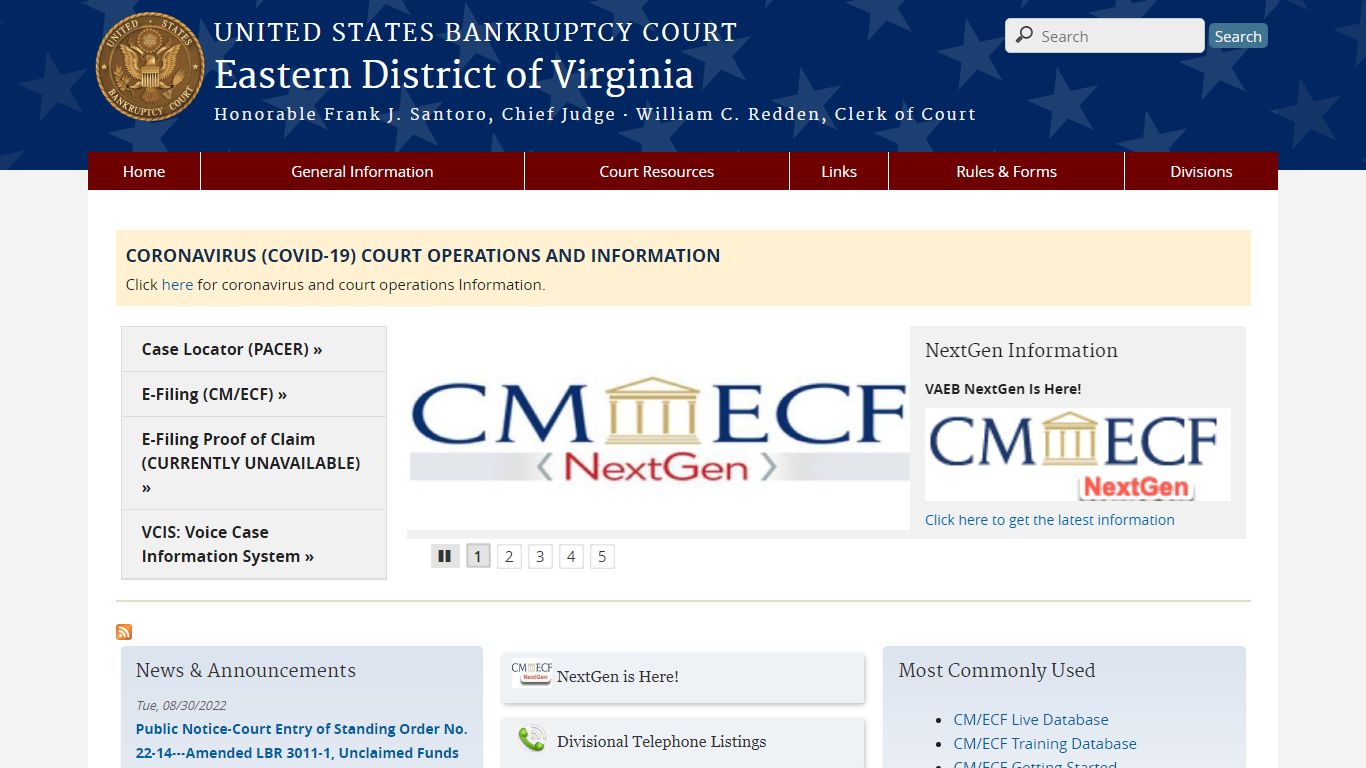 Eastern District of Virginia | United States Bankruptcy Court